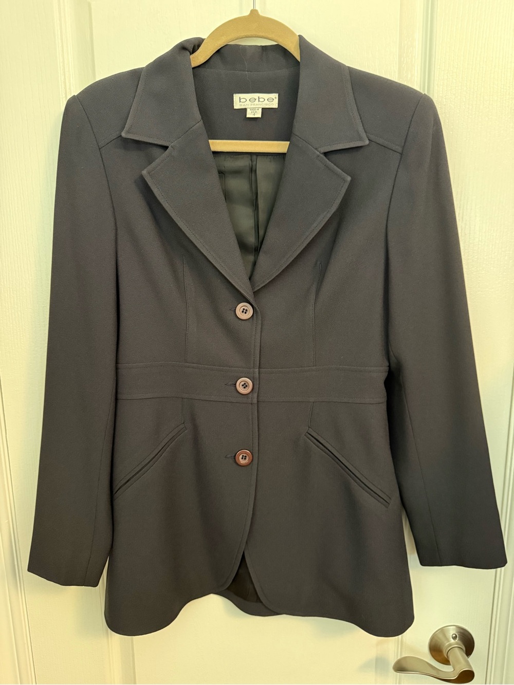 bebe Women's Dark Black Purple Tailored Blazer Jacket